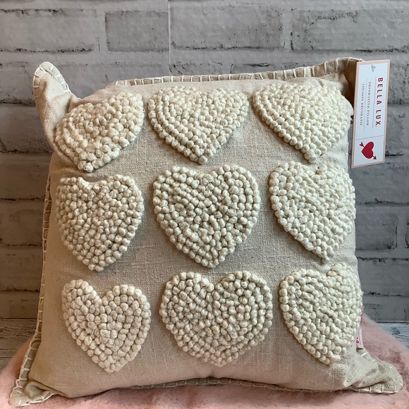 Bella Lux French Knot Heart Embroidered Pillow - Picture 2 of 4